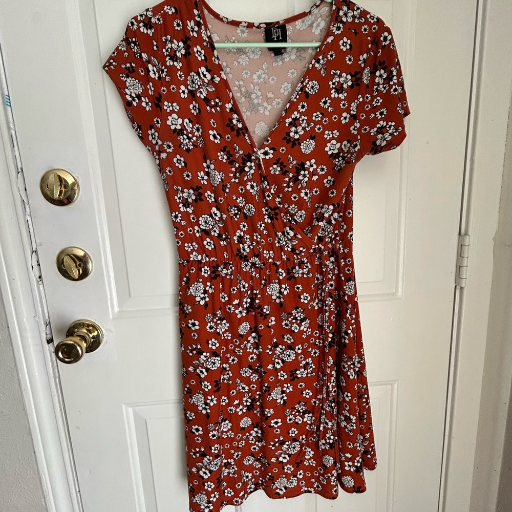 Floral Wrap Dress in Red and White